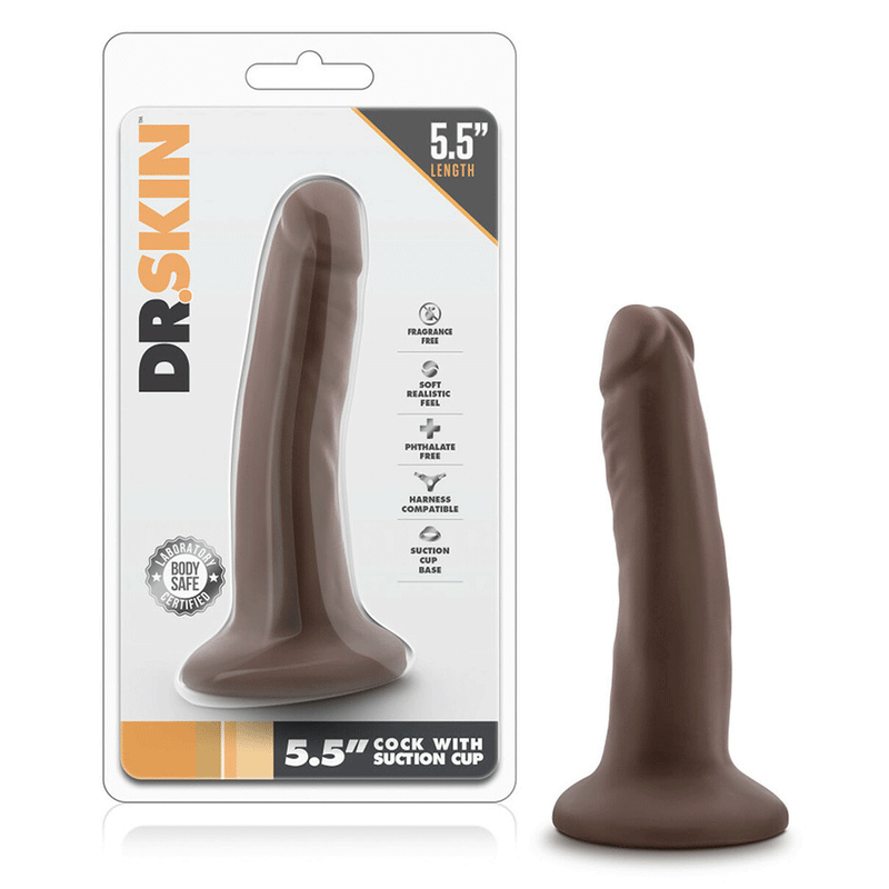 Dr. Skin 5.5 Inch Brown Suction Cup Anal Dildo for Men by Blush Novelties