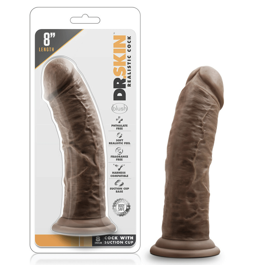 Dr. Skin Thick 8 Inch Brown Realistic Suction Cup Anal Dildo by Blush