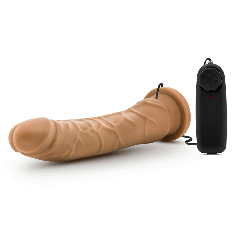 Dr. Skin Thin 8.5 Inch Suction Cup Vibrating Mocha Anal Dildo by Blush Novelties