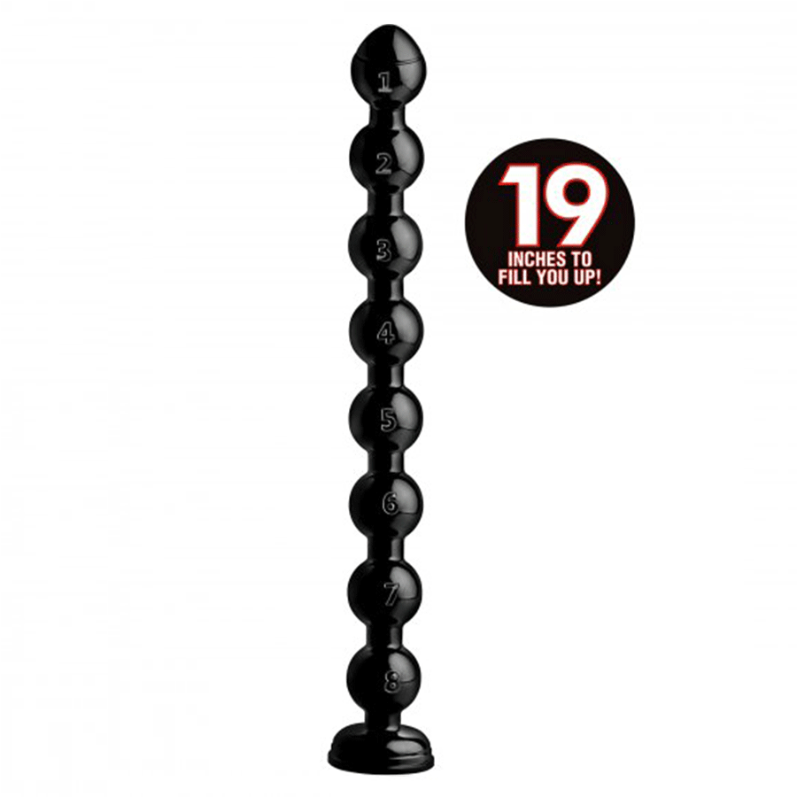 Hosed 19 Inch Black Beaded Thick Anal Snake