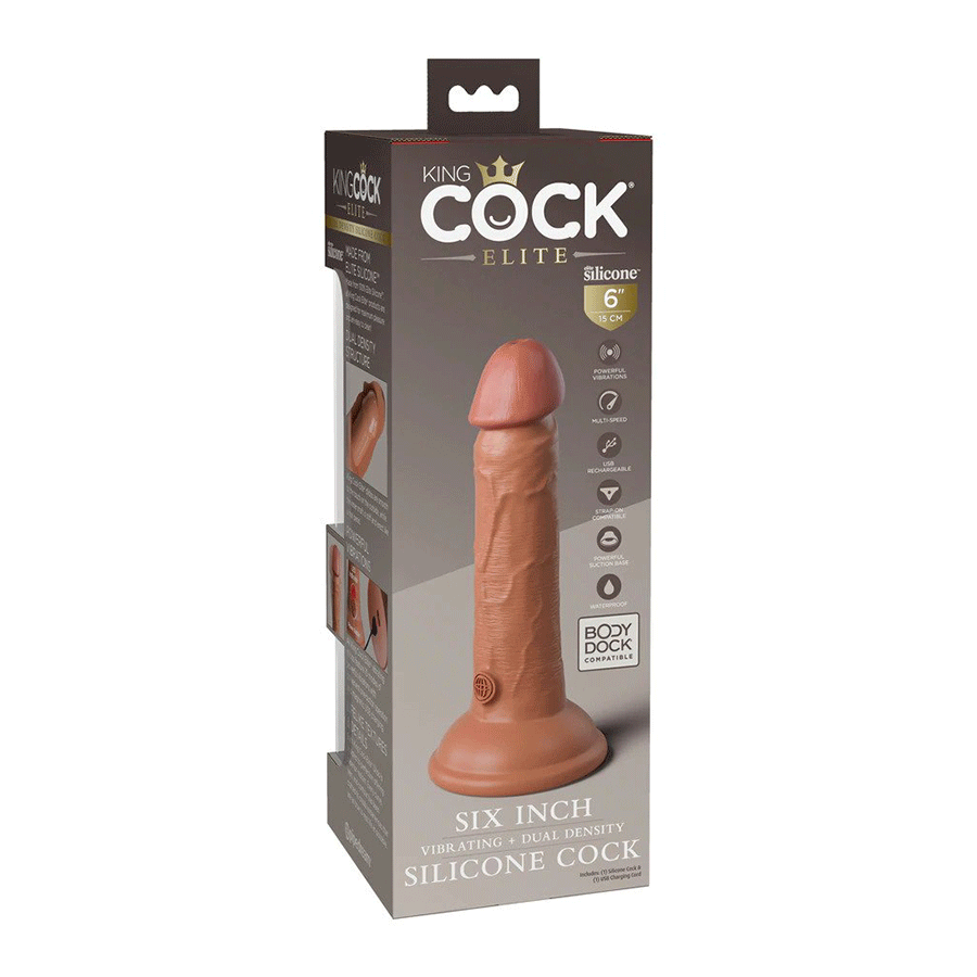 King Cock Elite 6 Inch Vibrating Silicone Dual Density Dong by Pipedream Products
