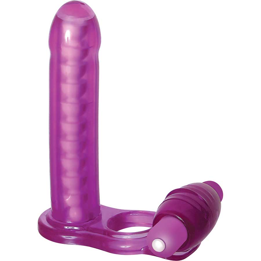 Adam and Eve DP Fantasy Vibrating Cock Ring Purple Cock Rings