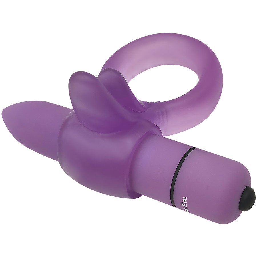 Adam and Eve Purple Vibrating Clitoral Tongue Ring Cock Rings
