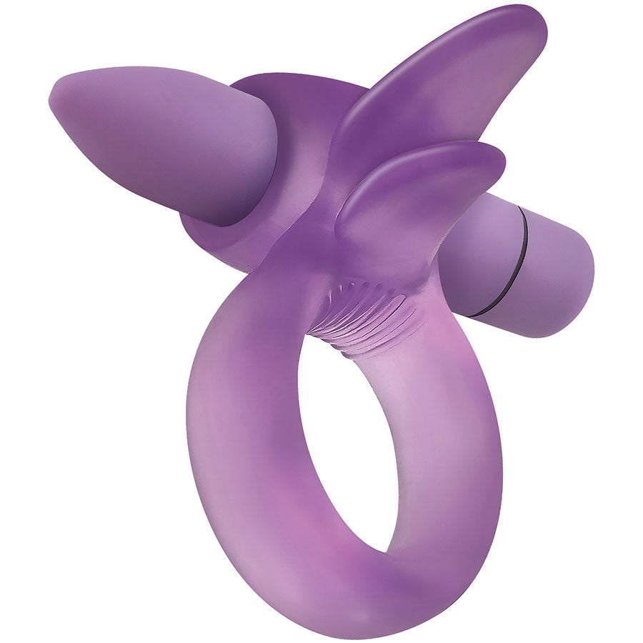 Adam and Eve Purple Vibrating Clitoral Tongue Ring Cock Rings