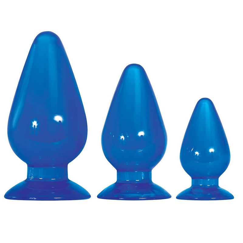 Adam & Eve Big Blue Jelly Backdoor Anal Plugs Playset Anal Sex Toys