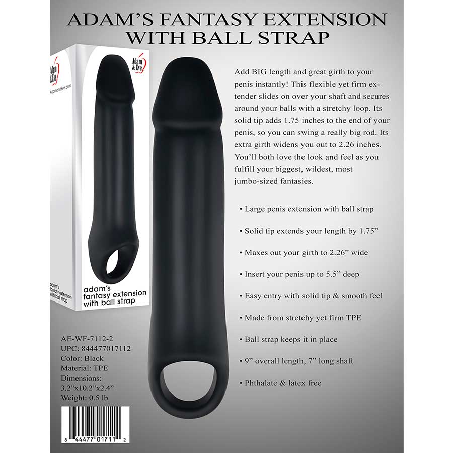 Adam&#39;s Black Fantasy Extension With Ball Strap by Adam &amp; Eve Cock Sheaths