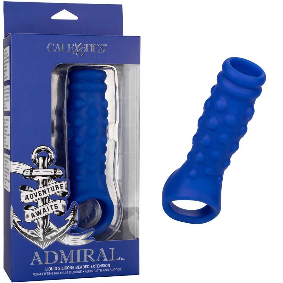 Admiral Liquid Silicone Blue Beaded Cock Sheath Girth Enhancer Cock Sheaths