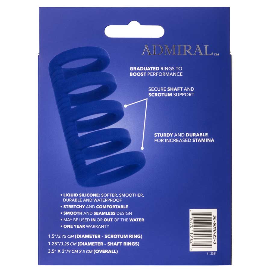 Admiral Xtreme Blue Liquid Silicone Cock Cage Ring Combo Cock Rings