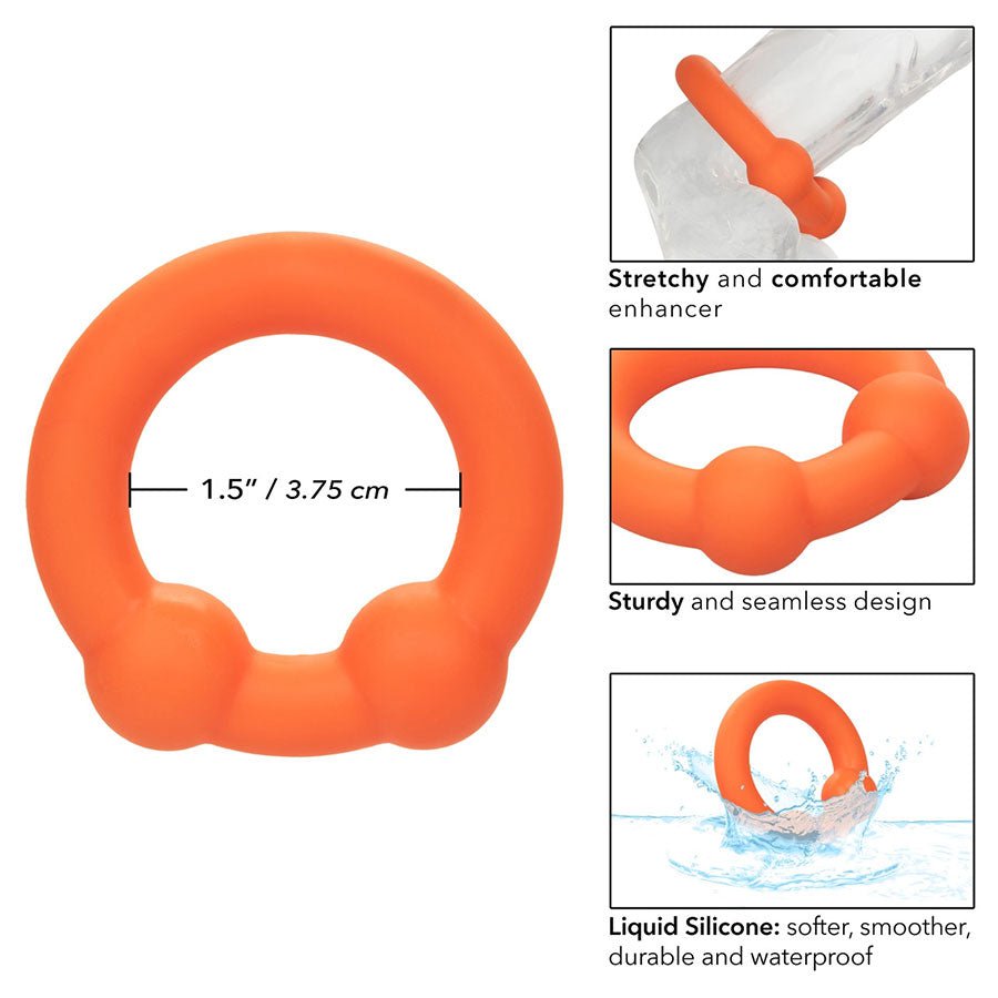 Alpha Liquid Silicone Dual Ball Ring Orange Cock Rings
