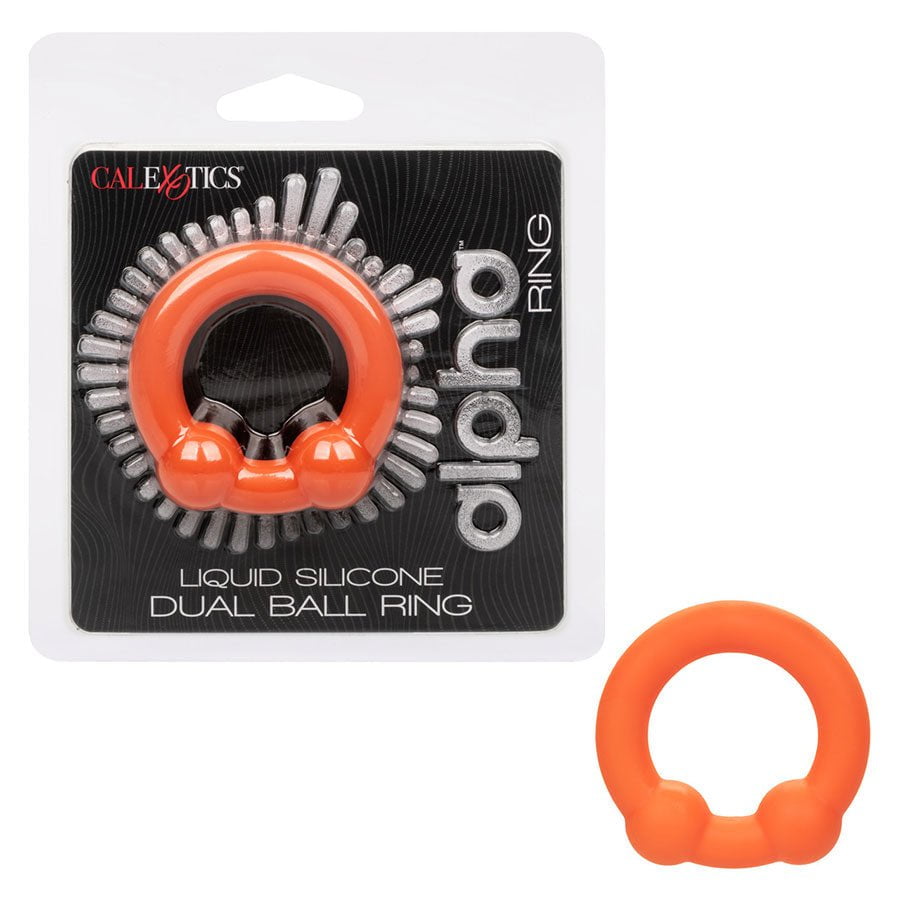 Alpha Liquid Silicone Dual Ball Ring Orange Cock Rings