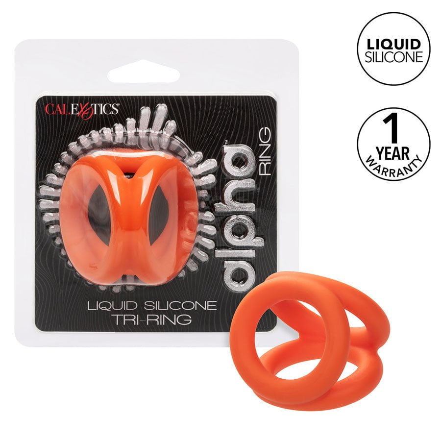 Alpha Liquid Silicone Tri-Ring Erection Enhancer Orange Cock Rings