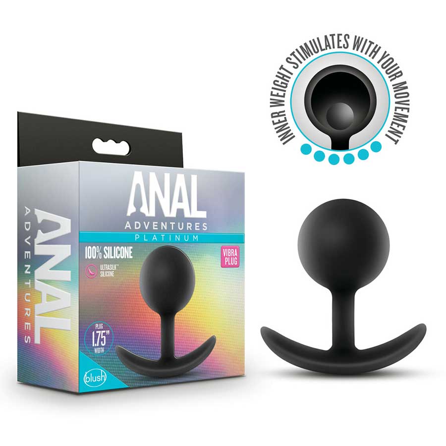 Anal Adventures Platinum Silicone Vibra Plug Black by Blush Novelties Anal Sex Toys
