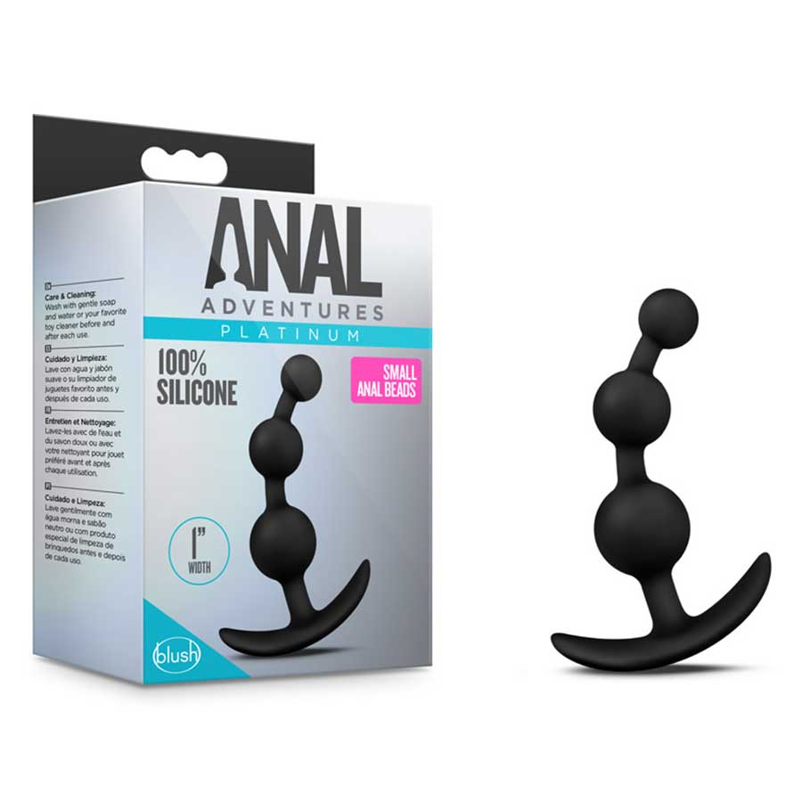 Anal Adventures Platinum Small Anal Beads Black by Blush Novelties