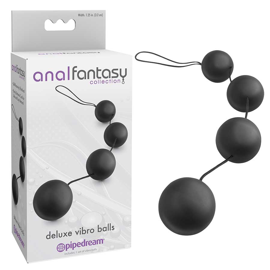 Anal Fantasy Collection Deluxe Vibro Black Anal Balls by Pipedream Anal Sex Toys