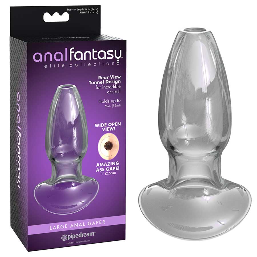 Anal Fantasy Elite Large Anal Gaper Clear Glass Open Tunnel Butt Plug by Pipedream Anal Sex Toys