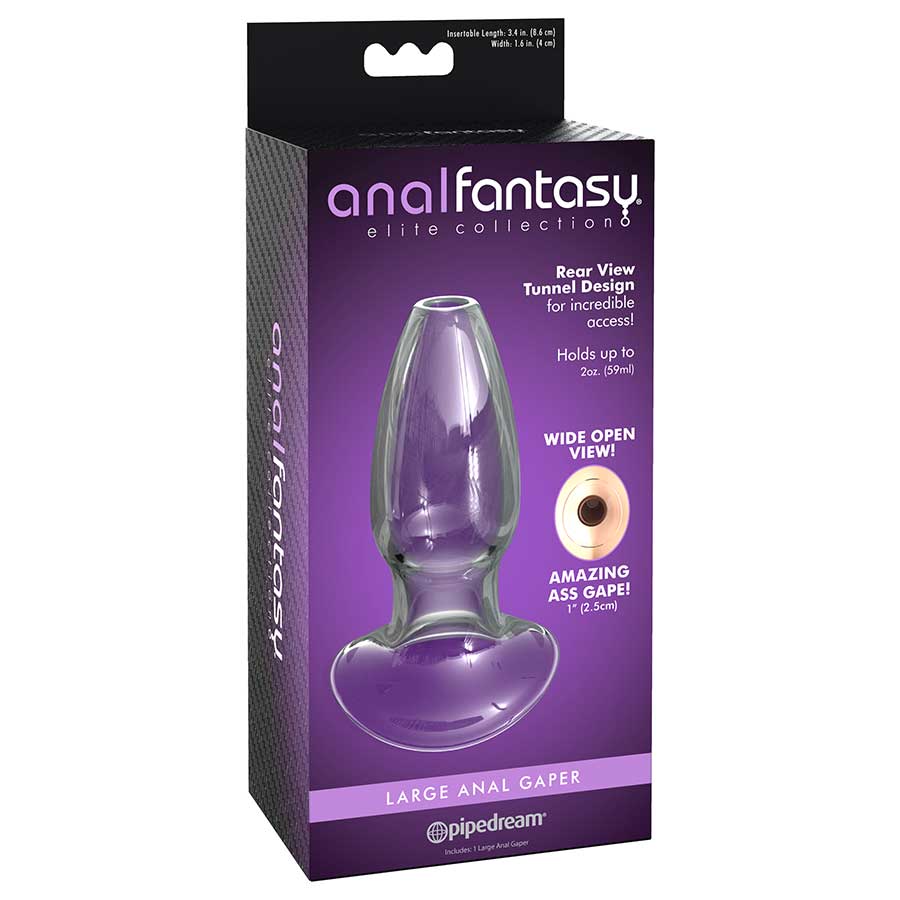 Anal Fantasy Elite Large Anal Gaper Clear Glass Open Tunnel Butt Plug by Pipedream Anal Sex Toys