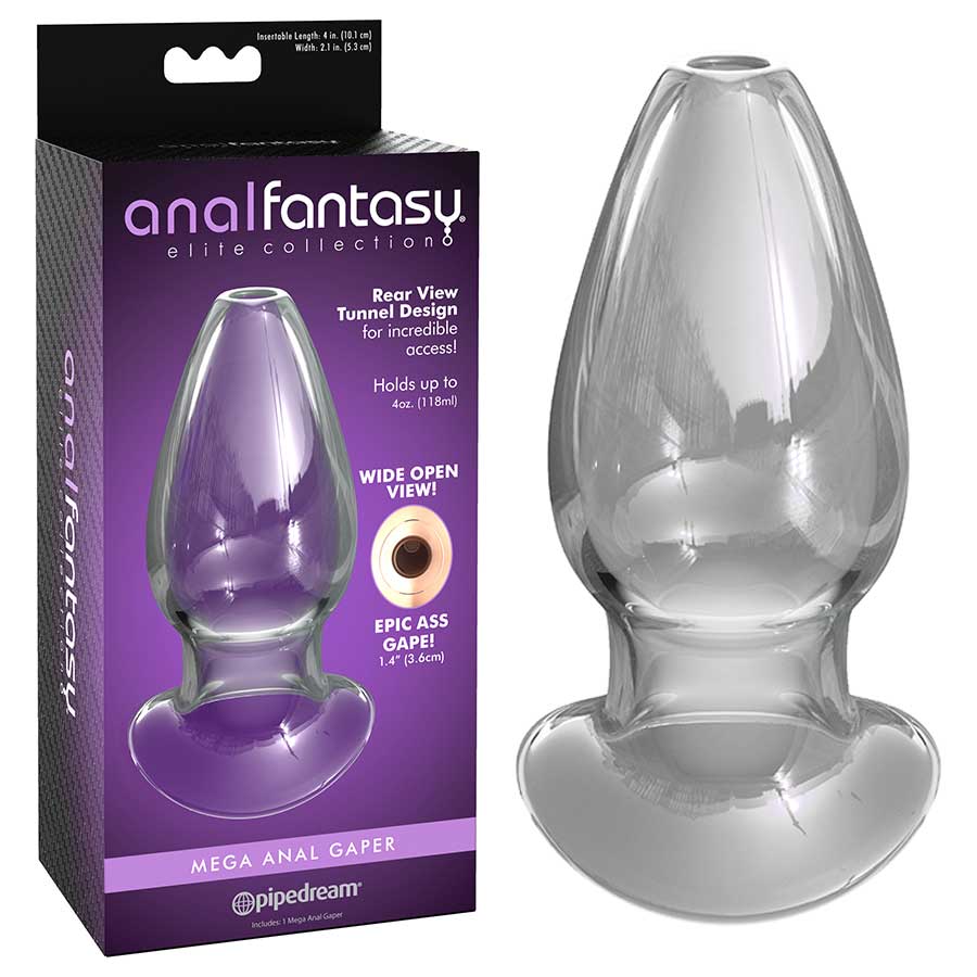 Anal Fantasy Elite Mega XL Anal Gaper Clear Glass Open Tunnel Butt Plu