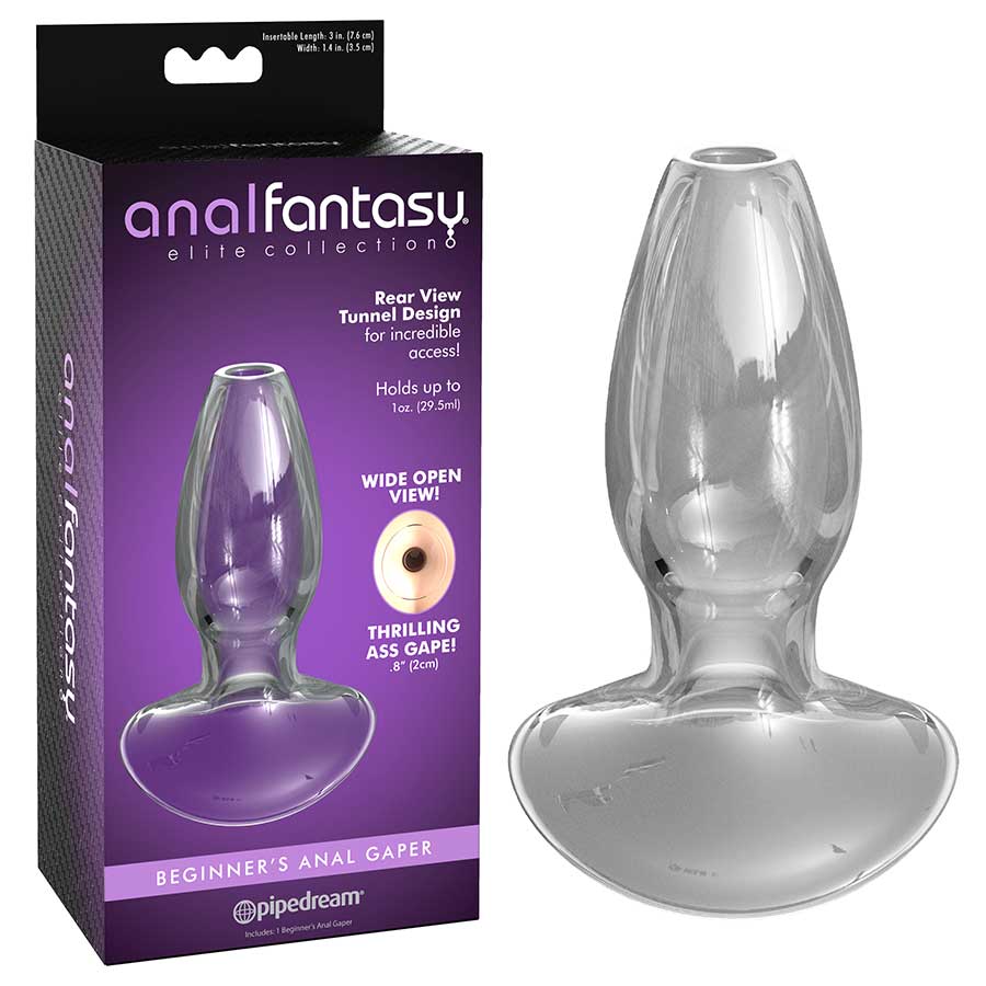 Anal Fantasy Elite Small Anal Gaper Clear Glass Open Tunnel Butt Plug by Pipedream Products Anal Sex Toys
