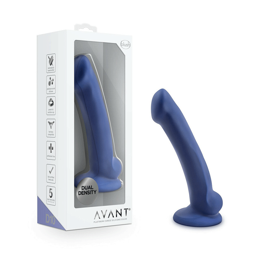Avant D10 Suko 6.5 Inch Blue Silicone Dildo with Suction Cup by Blush Novelties Dildos