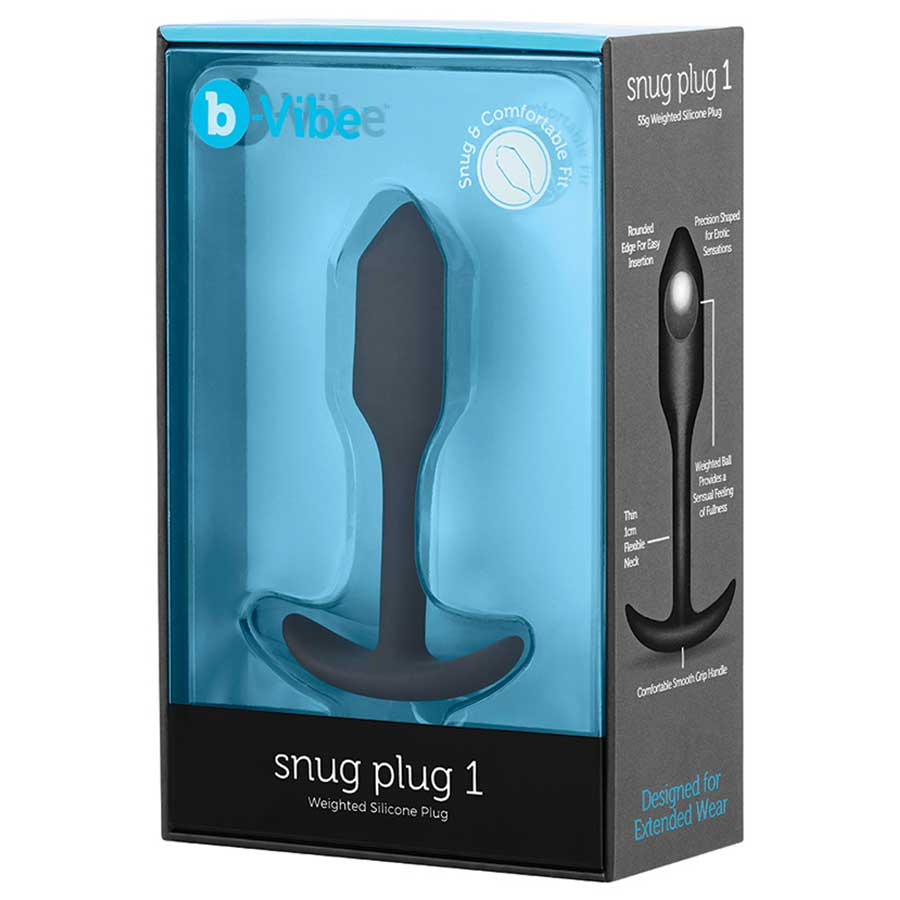 B-Vibe Snug Plug Silicone Weighted Black Butt Plug Anal Sex Toys Size 1 (55 grams)