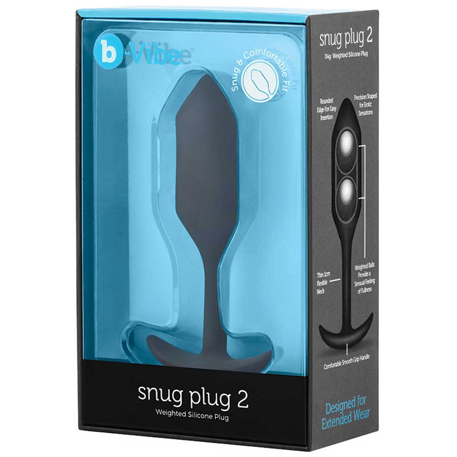 B-Vibe Snug Plug Silicone Weighted Black Butt Plug Anal Sex Toys Size 2 (114 grams)