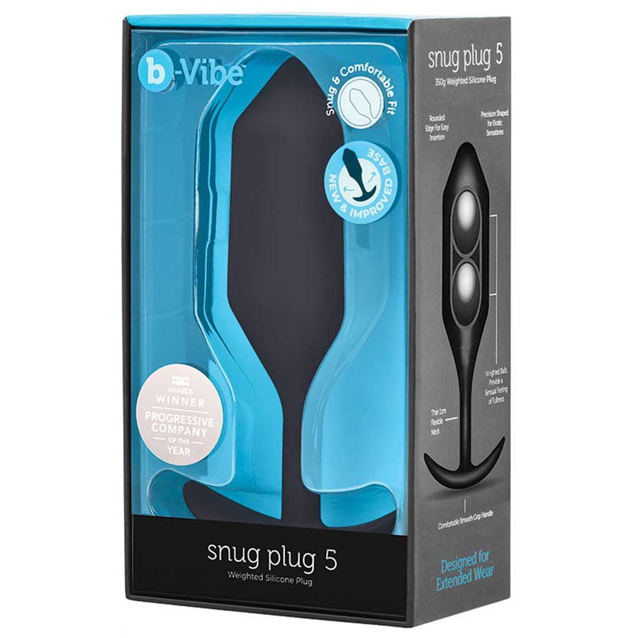 B-Vibe Snug Plug Silicone Weighted Black Butt Plug Anal Sex Toys Size 5 (350 grams)
