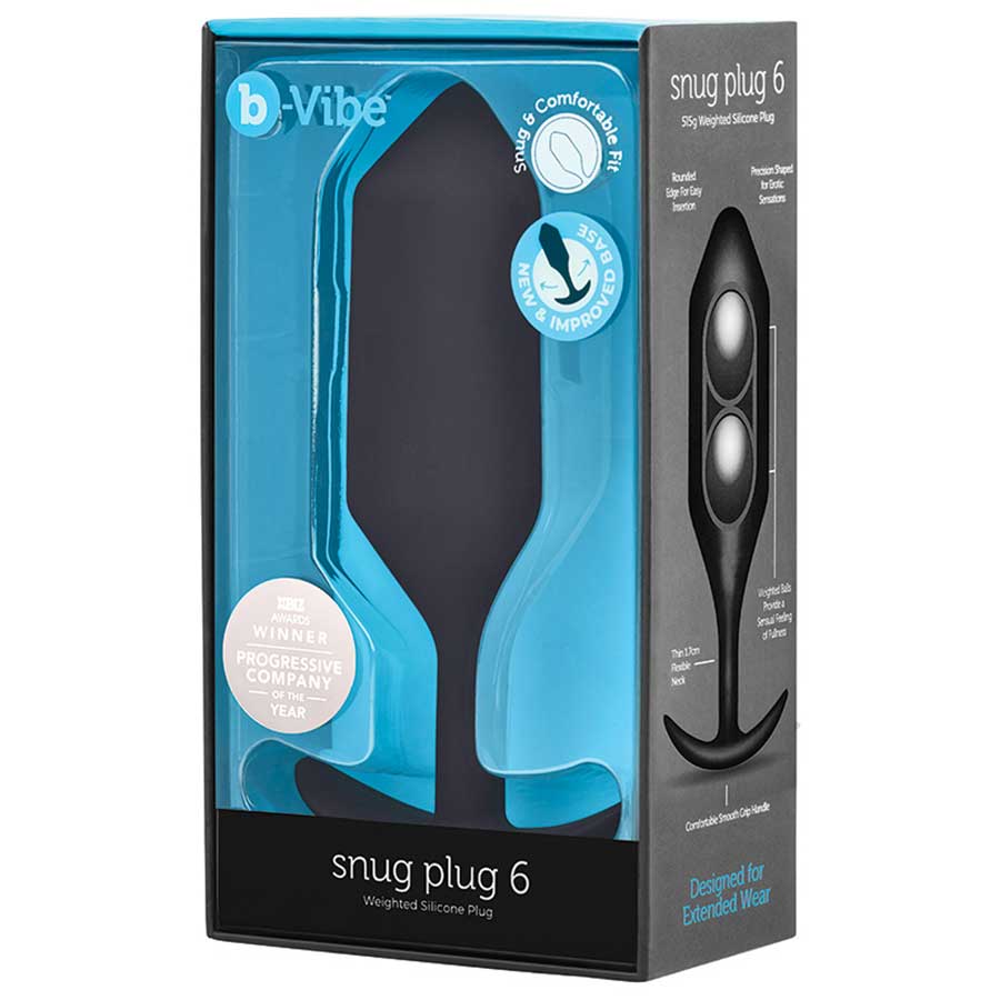 B-Vibe Snug Plug Silicone Weighted Black Butt Plug Anal Sex Toys Size 6 (515 grams)