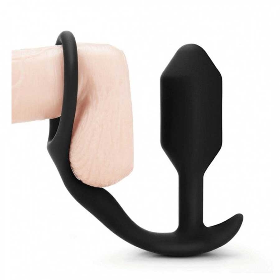 B-Vibe Snug & Tug 128 gram Weighted Butt Plug Cock Ring Cock Rings