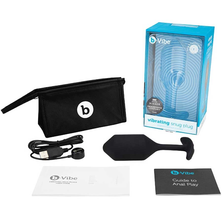 B-Vibe Vibrating &amp; Weighted Snug Plug Black XL Anal Sex Toys
