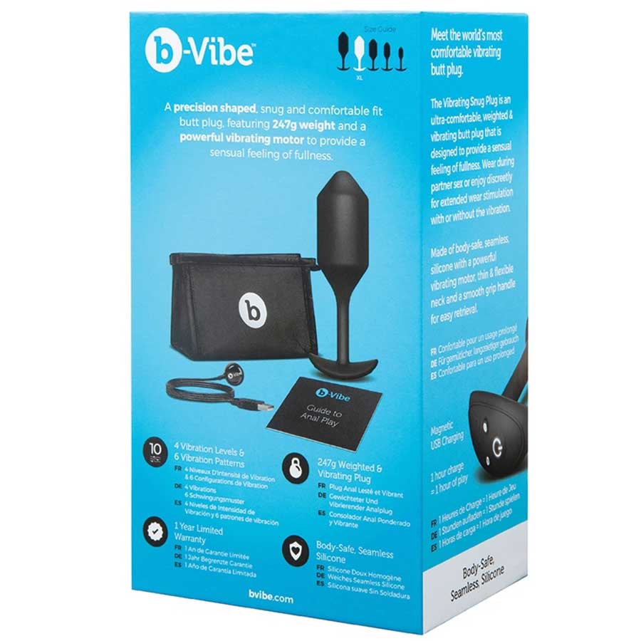 B-Vibe Vibrating &amp; Weighted Snug Plug Black XL Anal Sex Toys