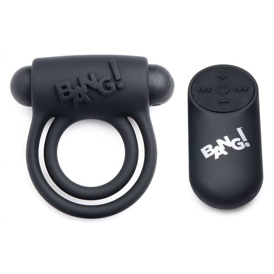Bang Black Silicone Remote Control Vibrating Cock Ring and Bullet Cock Rings