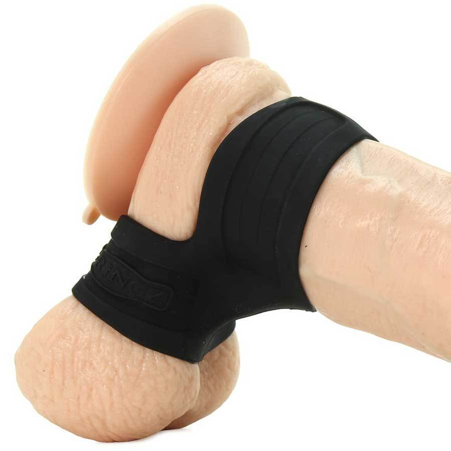 Black Silicone Mr. Big Cock Ring and Ball Stretcher by Fantasy C-Ringz Cock Rings