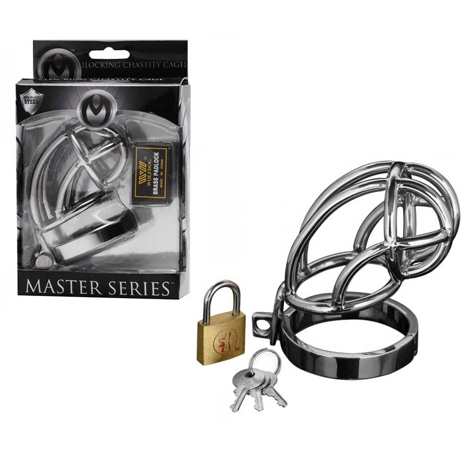 Captus 4 Inch Stainless Steel Locking Chastity Cage by Master Series Chastity