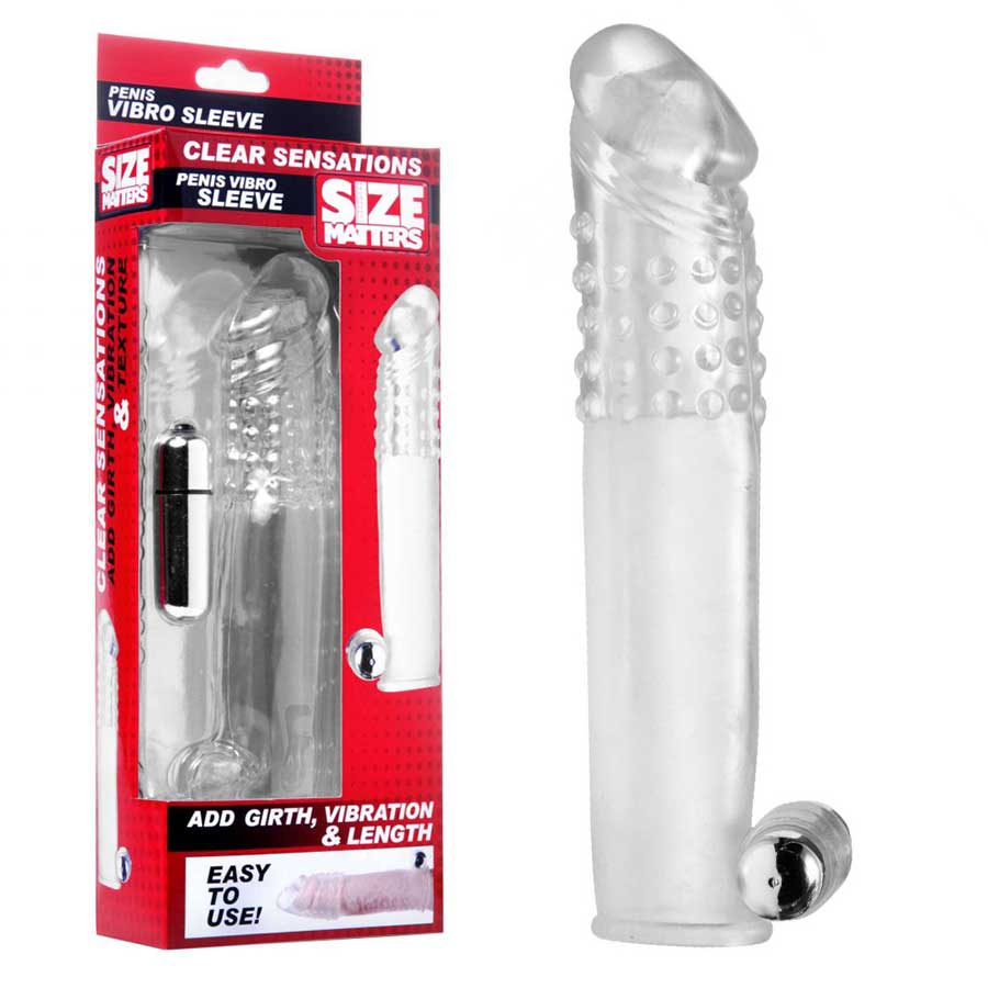 Clear Sensations Penis Extender Vibro Sleeve with Bullet by Size Matters Penis Extenders