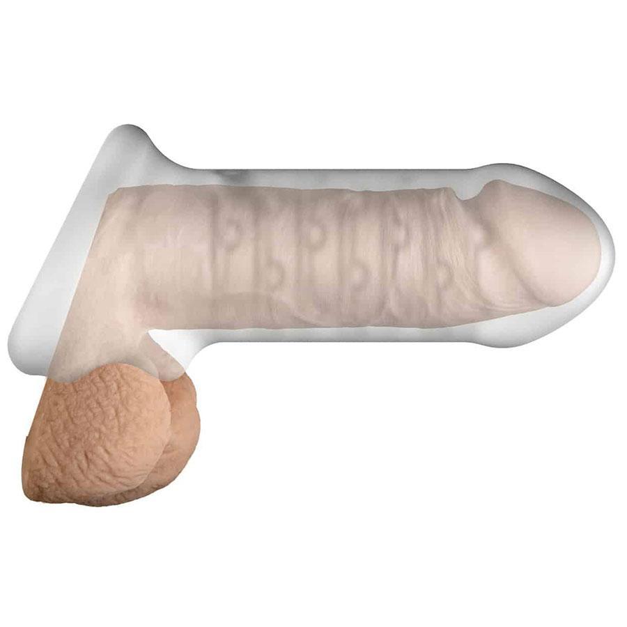 Clear Ultraskin Extra Thick Dick Penis Extender with Ball Strap (6 Inch Penis Extension) by Optimale Cock Sheaths