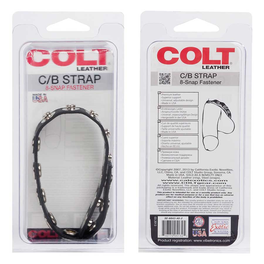 COLT Adjustable Leather Cock Ring | 8 Snap Fastener Strap Cock Rings