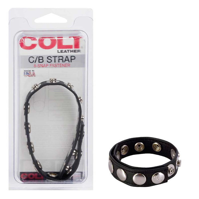 COLT Adjustable Leather Cock Ring | 8 Snap Fastener Strap