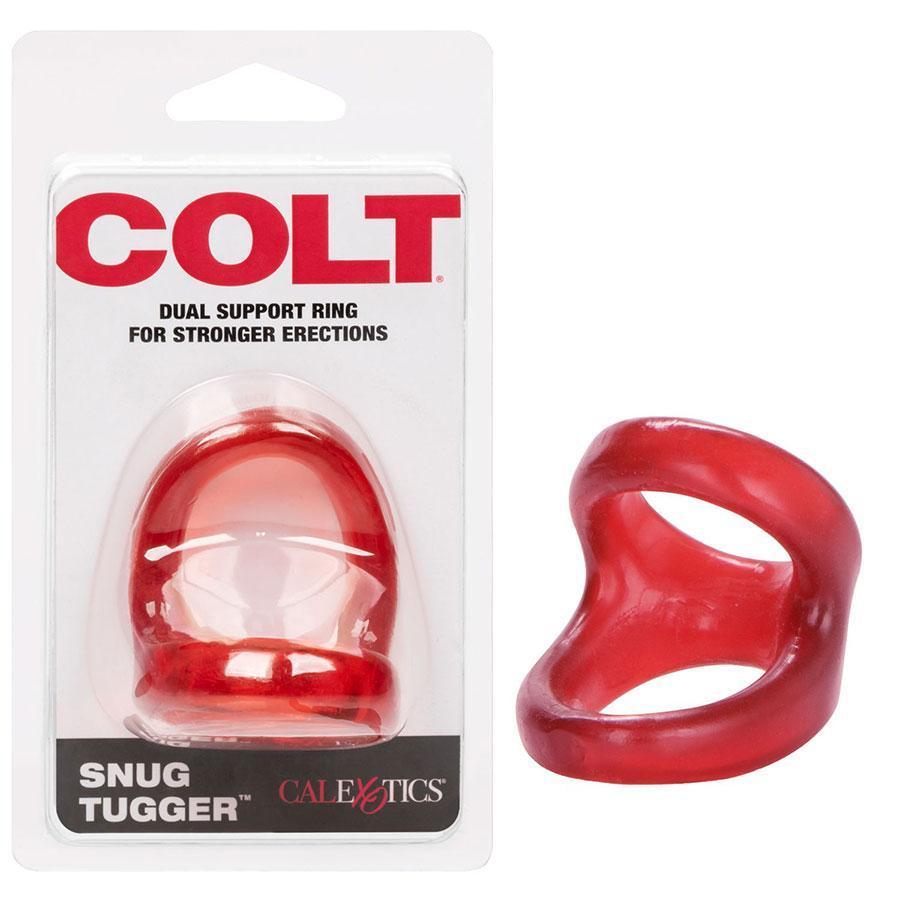 Colt Snug Tugger Penis Ring | Stretchy Double Cock Ring and Ball Strap Cock Rings Red
