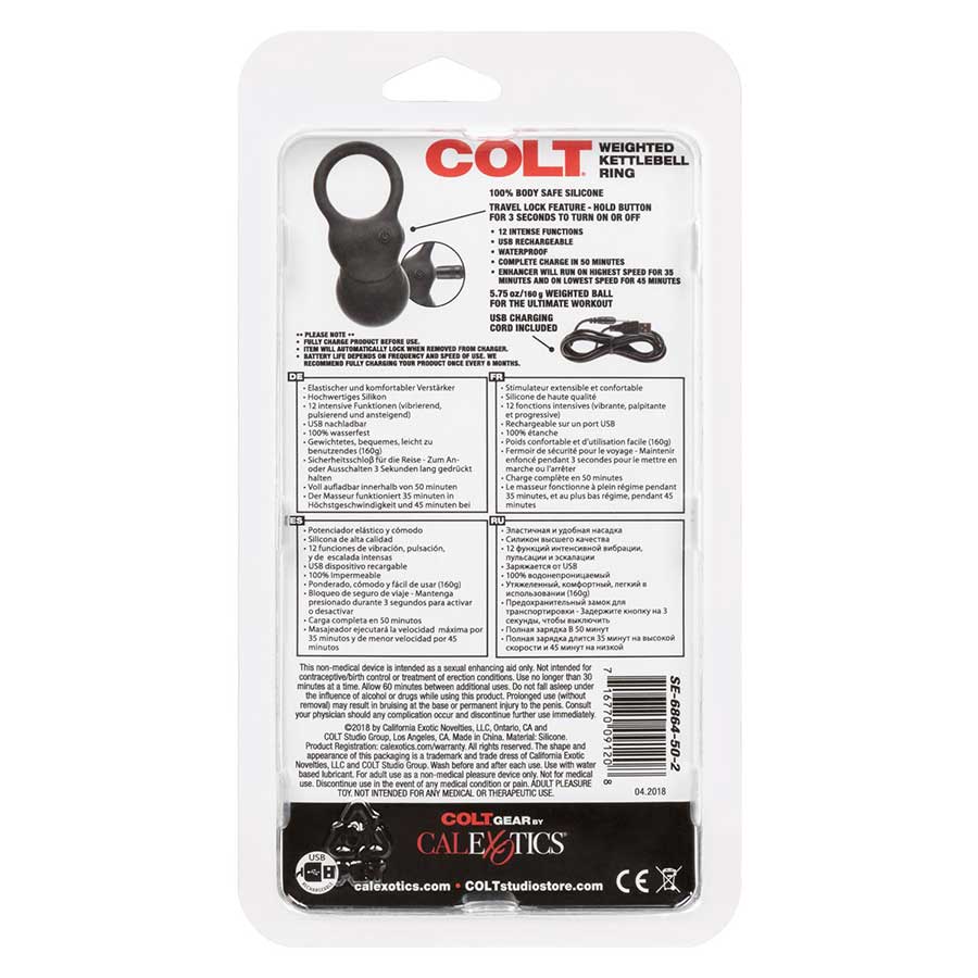 Colt Weighted Kettlebell Vibrating Cock Ring | 5.75 oz Heavy Stretching Device Cock Rings