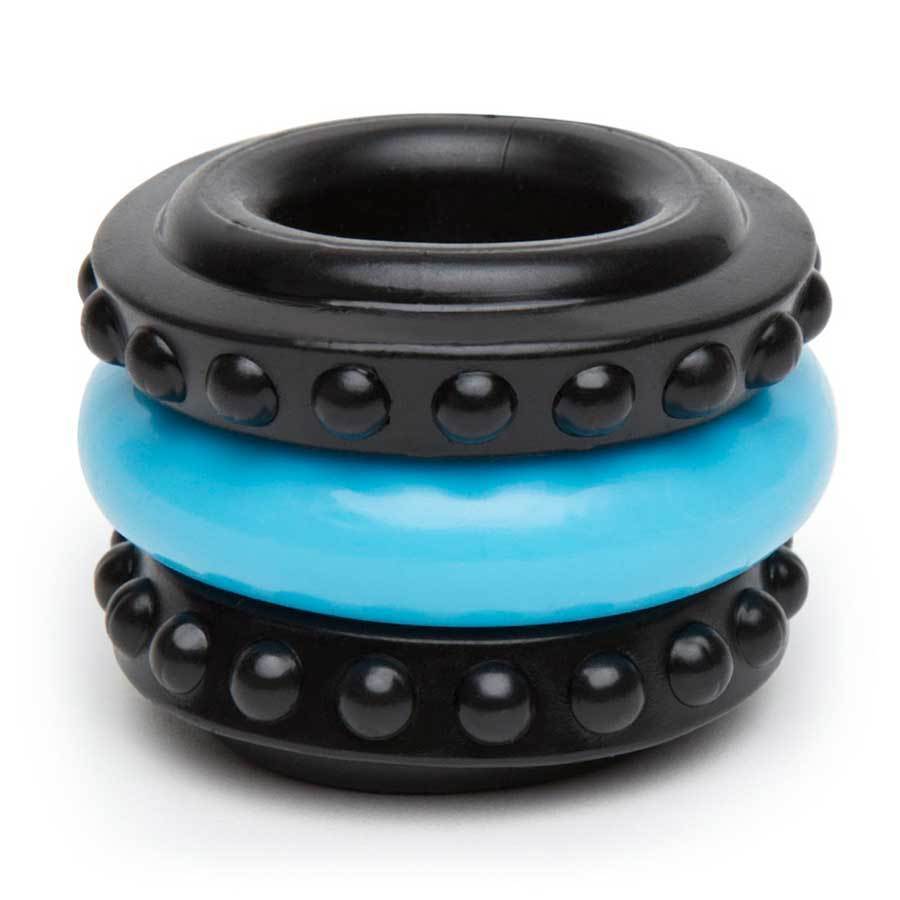 Control Pro Performance Beginners Dual Cock Ring Set by Sir Richards Black and Blue Cock Rings
