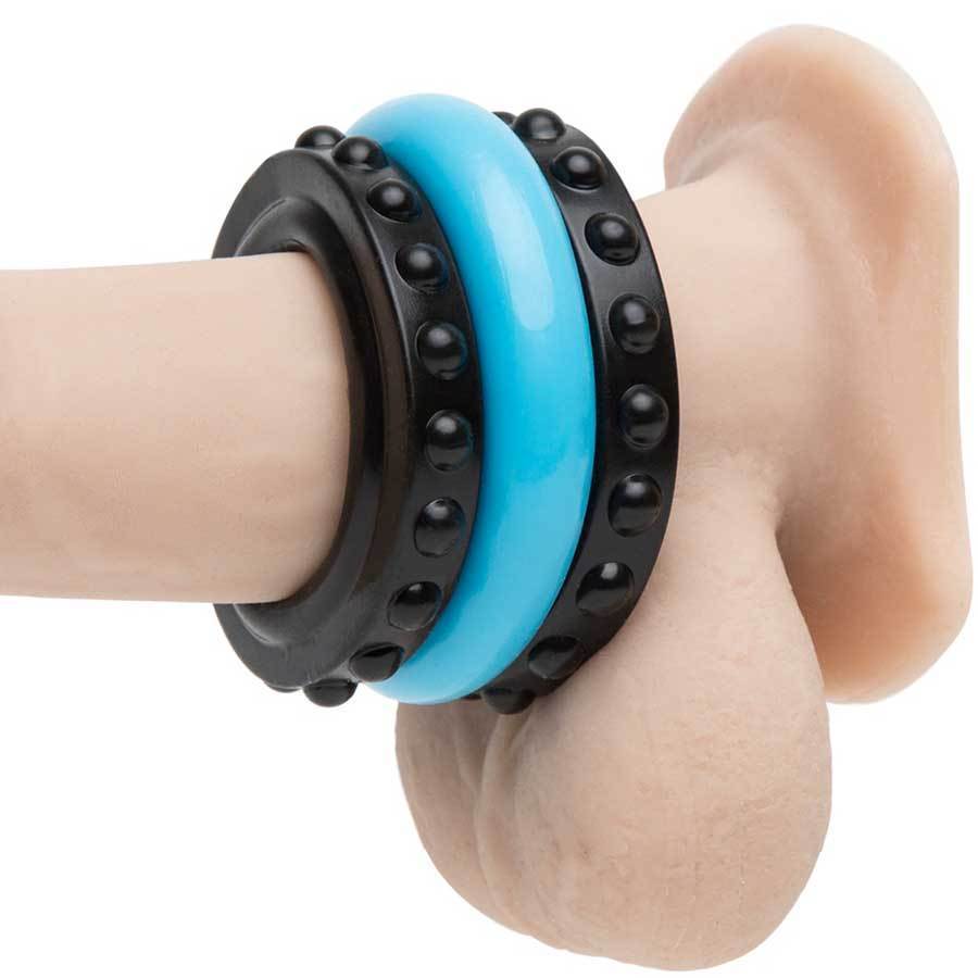 Control Pro Performance Beginners Dual Cock Ring Set by Sir Richards Black and Blue Cock Rings