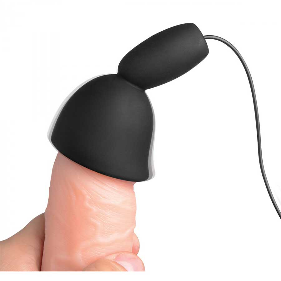 Deluxe 10 Mode Black Silicone Penis Head Teaser by Trinity Vibes Masturbators