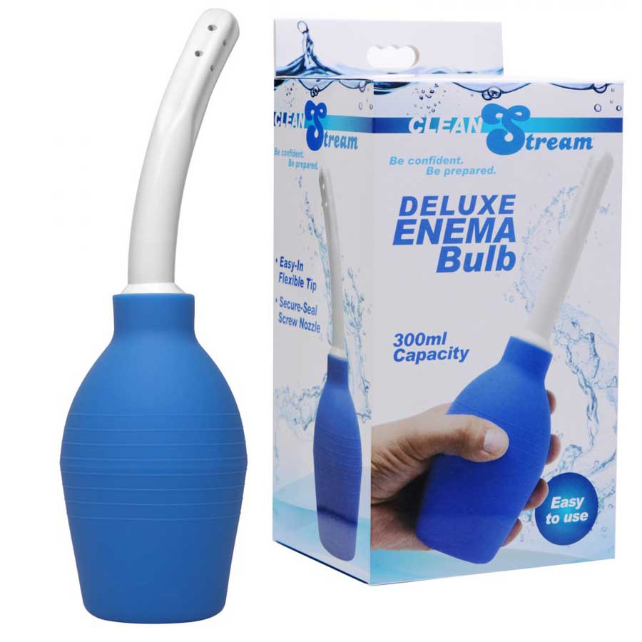 Deluxe Anal Douche and Enema 300 ml Blue and White Bulb by CleanStream Anal Douche