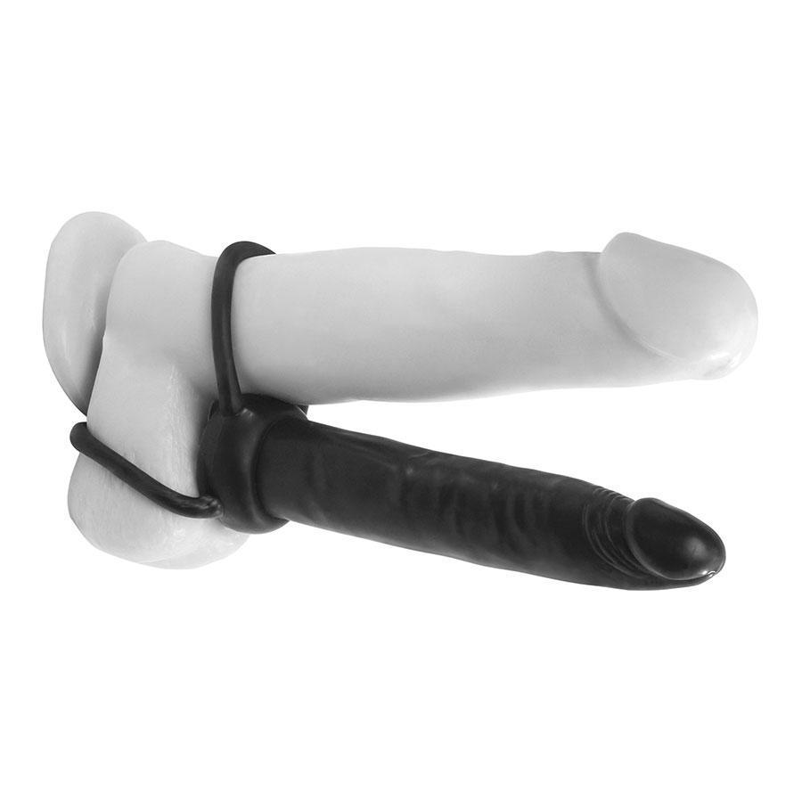 Double Trouble Dual Penetration Cock Ring and Slim Black Dildo 5.3 Inc Double Trouble Dual Penetration Cock Ring and Slim Black Dildo 5.3 Inc