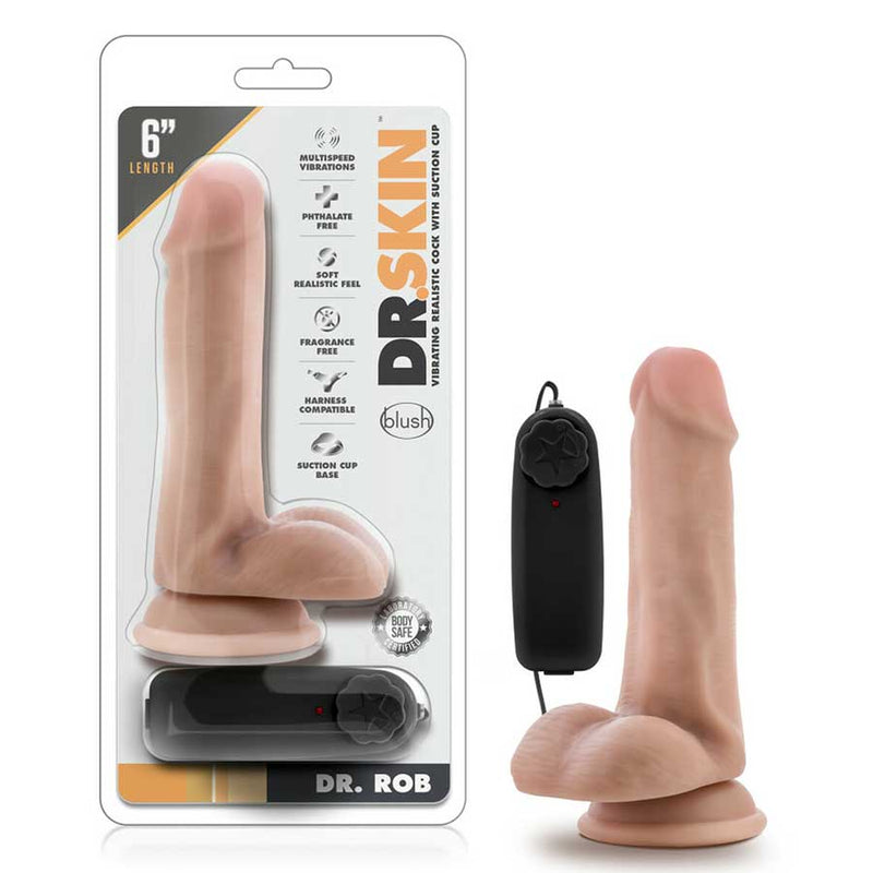 Dr. Skin Realistic 6 Inch Dr. Rob Vibrating Suction Anal Dildo with Balls by Blush Novelties Dildos