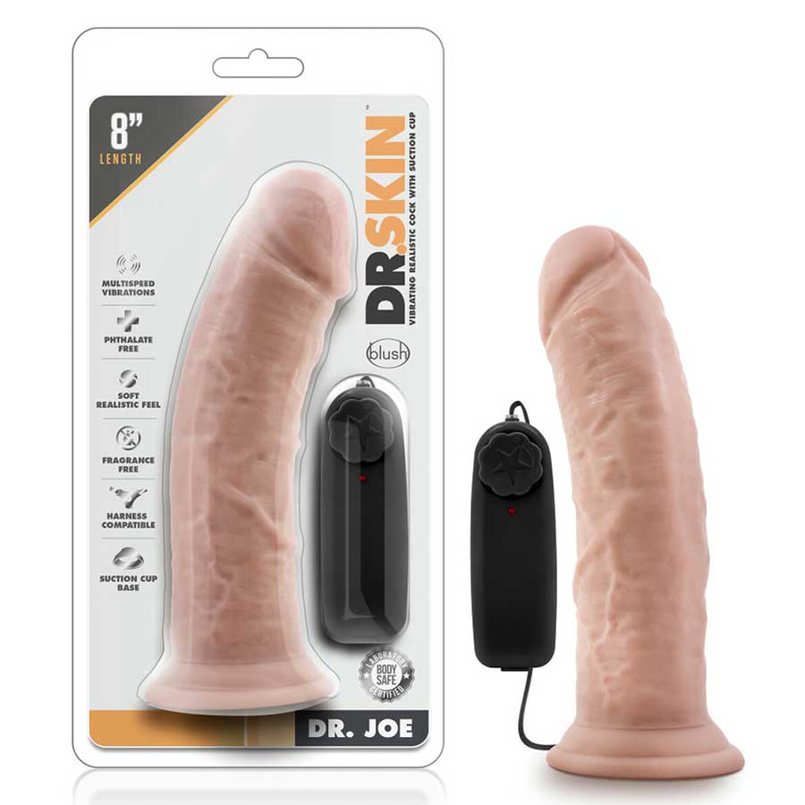 Dr. Skin Thick 8 Inch Dr. Joe Vibrating Suction Anal Dildo by Blush No