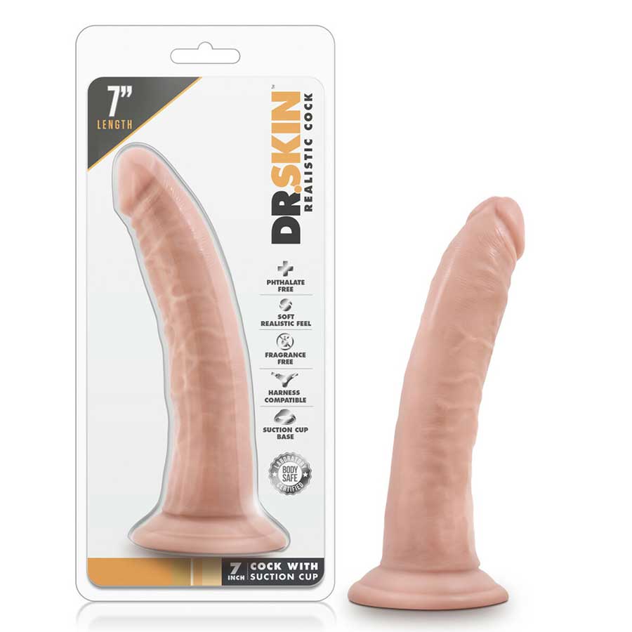 Dr. Skin White Thin 7 Inch Suction Cup Anal Dildo by Blush Novelties