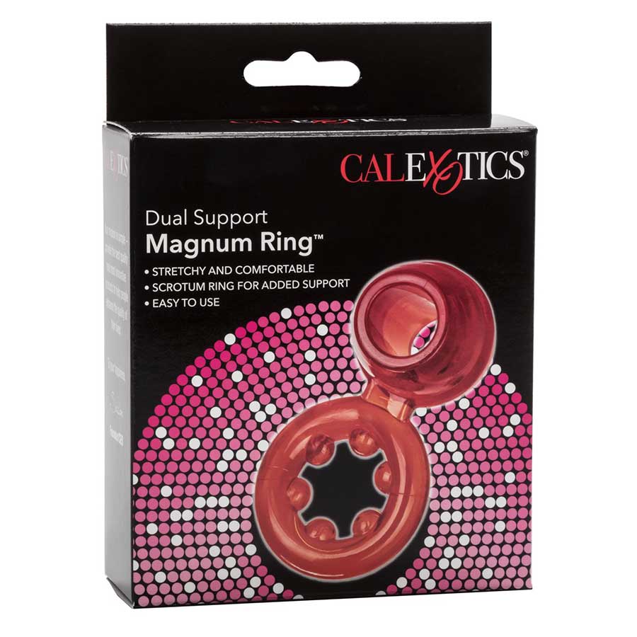 Dual Support Magnum Cock and Ball Ring by Cal Exotics | Red Cock Rings