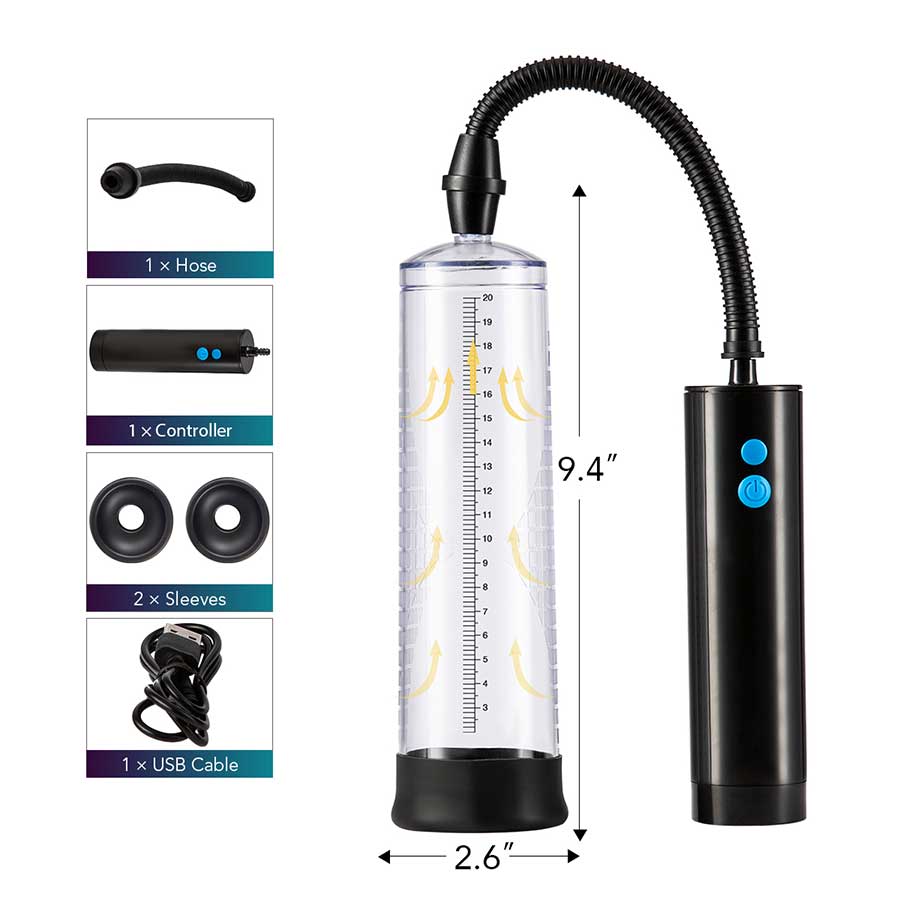 Electric Penis Pump &amp; Comfort Controller for Men by Lynk Pleasure | Clear Cylinder Penis Pumps