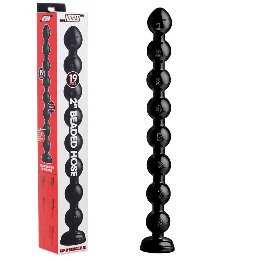 Hosed 19 Inch Black Beaded Thick Anal Snake Hosed 19 Inch Black Beaded Thick Anal Snake